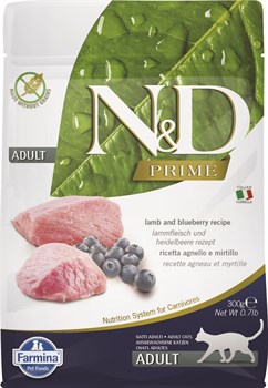 Н&Д сухой корм для кошек, ягненок с черникой /N&D Cat Lamb & Blueberry, 300 гр - фото 10151