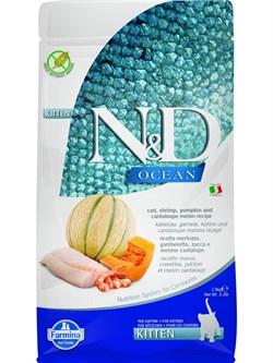 Н&Д сухой корм для котят треска, креветка и дыня  /N&D OCEAN CAT COD, SHRIMP, PUMPKIN AND CANTALOUPE MELON KITTEN, 300 гр - фото 10153