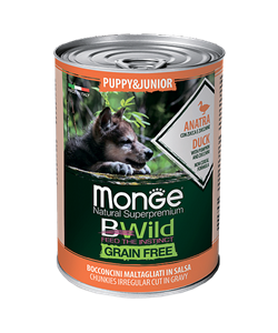 Monge Dog BWild Grainfree влажный корм для щенков из утки с тыквой и кабачками, 400 г MZB70012607 - фото 10223