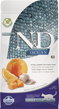 Н&Д  сухой корм для кошек сельдь с апельсином и тыквой /N&D  Ocean Pumpkin Herring & Orange  Adult Cat 1,5 кг - фото 10234