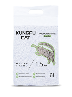 KUNGFU CAT GREEN TEA Наполнитель Растительный комкующийся Зеленый чай 6 л - фото 10630