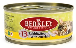 BERKLEY №13 Кролик и говядина с цукини консервы для взрослых кошек 100 г - фото 11063
