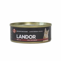 LANDOR Утка с брусникой консервы для взрослых кошек 100 г - фото 11396