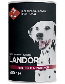 LANDOR Ягненок с брусникой консервы для взрослых собак всех пород 400 г - фото 11414