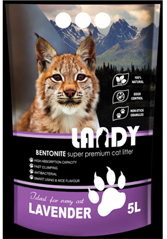 LANDY Наполнитель для кошачьего туалета комкующийся из бентонитовой глины с ароматом лаванды 5 л - фото 11446