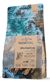 RAWIVAL Gifts of Land & Sea курица и рыба для котят, 0,4 кг - фото 11779