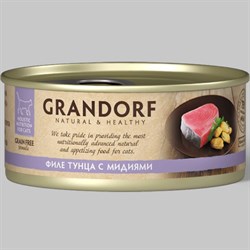 Консервы для кошек GRANDORF Филе тунца с мидиями 70 гр. - фото 11830