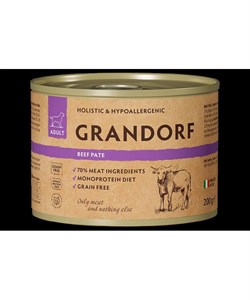 Консервы для собак GRANDORF Паштет из говядины 200 г - фото 11894