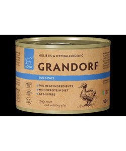 Консервы для собак GRANDORF Паштет из утки 200 г - фото 11895