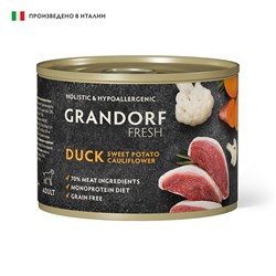 Консервы для собак GRANDORF FRESH Паштет из утки с бататом и цветной капустой 200 г - фото 11932