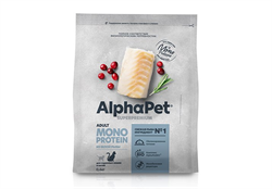 AlphaPet Superpremium Monoprotein Сухой корм АльфаПет для взрослых кошек Белая рыба 400 г - фото 12006