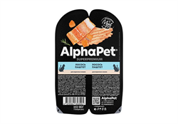 AlphaPet Superpremium Влажный корм Ламистеры АльфаПет Паштет для кошек Лосось80г - фото 12028
