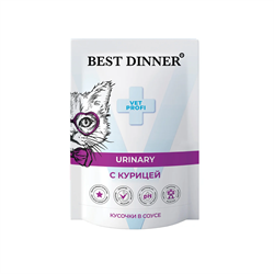 Паучи Best Dinner Exclusive Vet Profi Urinary кусочки в соусе с Курицей 0,085 кг - фото 12149