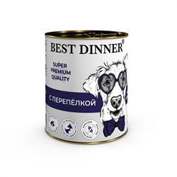 Консервы Best Dinner Super Premium Мясные деликатесы "С перепелкой" для взр. собак и щенк. с 6мес. - 0,34 кг - фото 12150