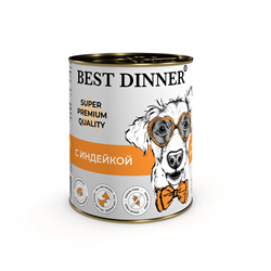 Консервы Best Dinner Super Premium Мясные деликатесы "С индейкой" для взрослых собак и щенков с 6 мес. - 0,34 кг - фото 12152