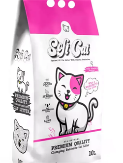 SOFT CAT 10л Комкующийся наполнитель с ароматом детской присыпки, Турция - фото 12233