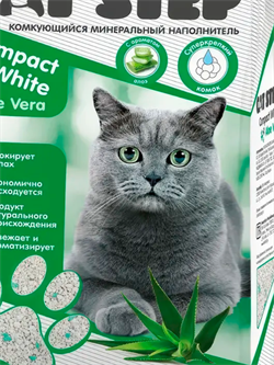 Наполнитель комкующийся минеральный CAT STEP Compact White Aloe Vera, 5 л - фото 12238