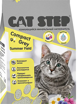 Наполнитель комкующийся минеральный CAT STEP Compact Grey Summer Field, 4 кг - фото 12240