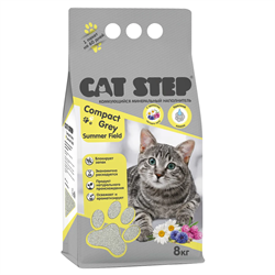 Наполнитель комкующийся минеральный CAT STEP Compact Grey Summer Field, 8 кг - фото 12243