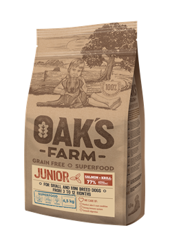 OAKs FARM GF JUNIOR SMALL MINI Лосось+Криль д/щенков мелких 3-12мес, 2кг (117.2.0004) - фото 12274