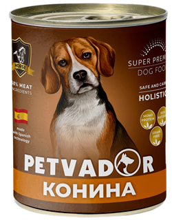 Petvador  Полнорационный влажный корм для собак (конина с тыквой) 850 г - фото 12355