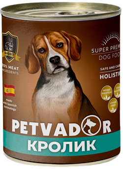 Petvador Полнорационный влажный корм для собак (кролик с тыквой) 850 г - фото 12356