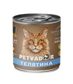 Petvador Полнорационный влажный корм для кошек (телятина и перепелка) 240 г - фото 12363
