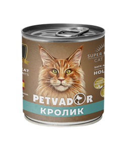 Petvador Полнорационный влажный корм для кошек всех стадий жизни (кролик) 240 г - фото 12367
