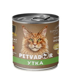 Petvador Полнорационный влажный корм для кошек всех стадий жизни  (утка) 240 г - фото 12368