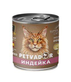 Petvador Полнорационный влажный корм для стерилизованных кошек ( индейка с клюквой) 240 г - фото 12369