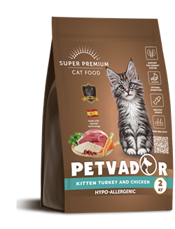 Petvador(SUPER-PREM) Полнорационный корм для котят,беремен.и лактирующих кошек 400г - фото 12379