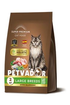 Petvador корм Holistic Полнорацион. корм для взрослых кошек крупных пород индейка 2кг - фото 12398