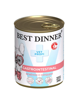 Консервы для собак Best Dinner Gastro Intestinal "Ягненок с сердцем" Exclusive VET PROFI 340 гр - фото 12436