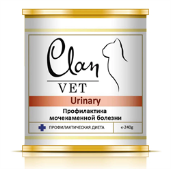 CLAN VET URINARY диетические консервы  д/кошек Профилактика МКБ 240г - фото 12439
