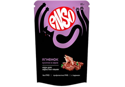 ENSO Корм влажный полнорационный для взрослых кошек, кусочки в соусе с ягненком, пауч 85г - фото 12454
