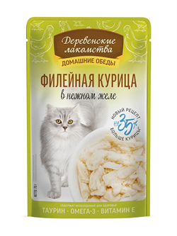 Деревенские лакомства конс. д/кошек «Филейная курица в нежном желе», пауч 70г - фото 12463