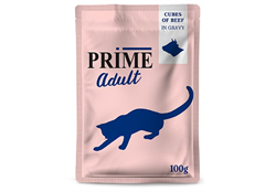 PRIME пауч 100г Кусочки из говядины в бульоне, для кошек - фото 12475