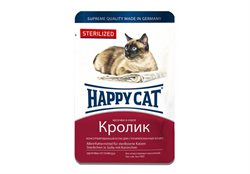 Паучи Хэппи Кэт для стерилизованных кошек /кролик кусочки/ в соусе (Россия) - 0,085 кг - фото 12477