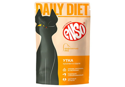 ENSO DAILY DIET Корм влажный полнорационный для взрослых кошек, профилактика МКБ, кусочки в соусе с уткой, пауч 85г - фото 12494