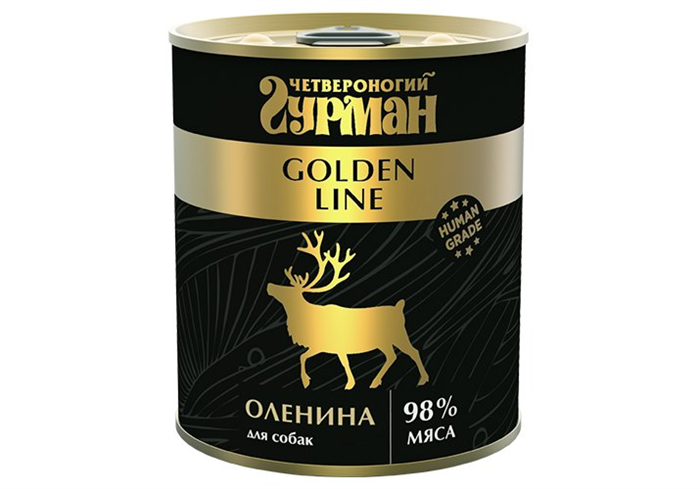 Четвероногий Гурман Golden line Оленина влажный корм для собак жб 0,34 кг ZB232225 - фото 12535
