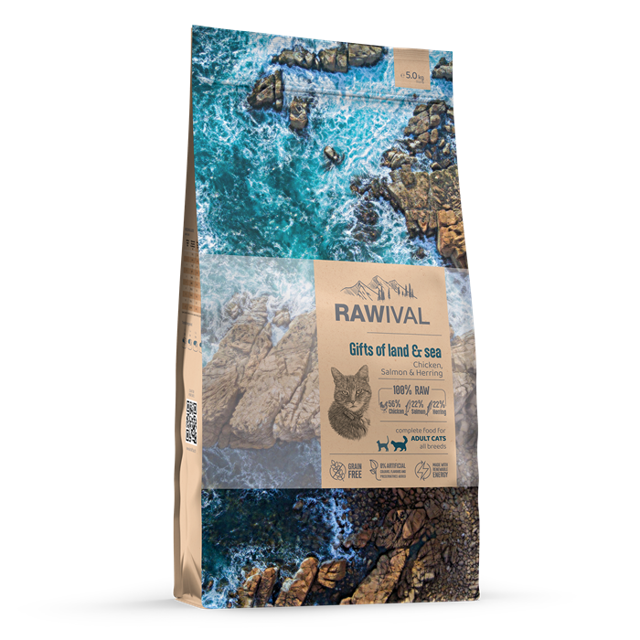 RAWIVAL Gifts of Land & Sea курица и рыба для взрослых кошек, 5 кг MZB424176 - фото 12850
