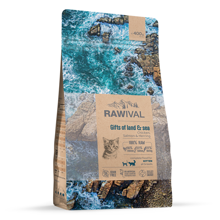 RAWIVAL Gifts of Land & Sea курица и рыба для котят, 400 гр MZB428853 - фото 12874
