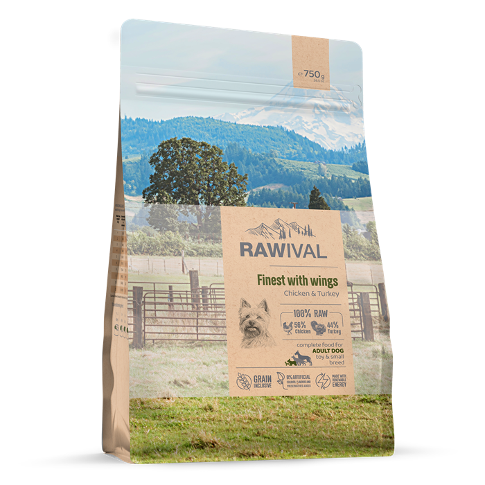 RAWIVAL Finest with Wings курица и индейка для взрослых собак карликовых и маленьких пород, 750 гр MZB428723 - фото 12895
