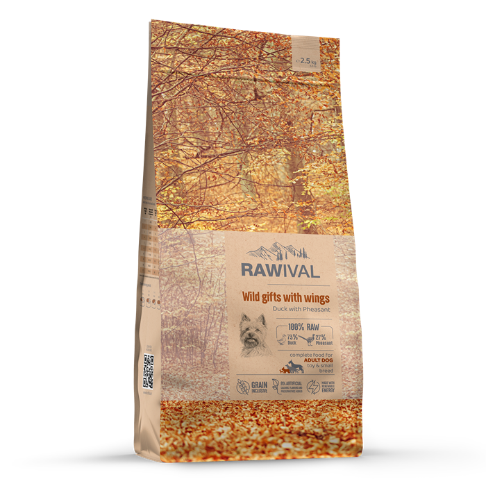 RAWIVAL Wild Gifts with Wings утка с фазаном для взрослых собак карликовых и маленьких пород, 2.5 кг MZB428952 - фото 12901