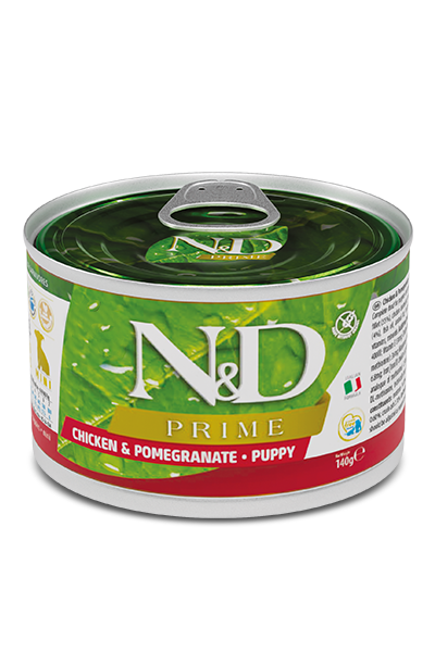 Н&Д влажный корм для щенков прайм, курица и гранат мини /N&D DOG PRIME CHICKEN & POMEGRANATE PUPPY MINI, 140 гр MZB102260 - фото 13084