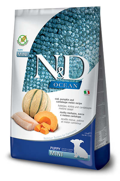 Н&Д Треска, дыня и тыква для щенков мелких пород N&D OCEAN DOG COD, PUMPKIN AND CANTALOUPE MELON PUPPY MINI, 800гр MZB038784 - фото 13244