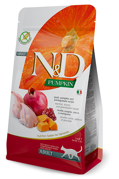 Н&Д Перепел с гранатом и тыквой для взрослых кошек N&D CAT PUMPKIN QUAIL&POMEGRANATE ADULT, 1.5 кг MZB035387 - фото 13287