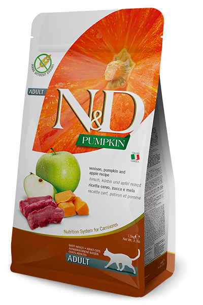 Н&Д Оленина, яблоко и тыква сухой корм для взрослых кошек N&D CAT PUMPKIN VENISON&APPLE ADULT, 1.5 кг MZB035417 - фото 13304