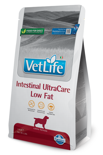 Вет Лайф диетический корм для собак при нарушении пищеварения Farmina Vet Life Intestinal Ultracare Low Fat, 1.5 кг MZB044785 - фото 13527