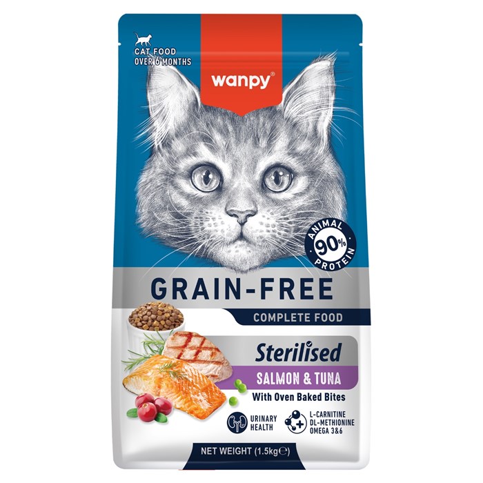 Сухой корм Wanpy Cat беззерновой с лососем и тунцом для стерилизованных кошек 1,5 кг MZB825210 - фото 14041